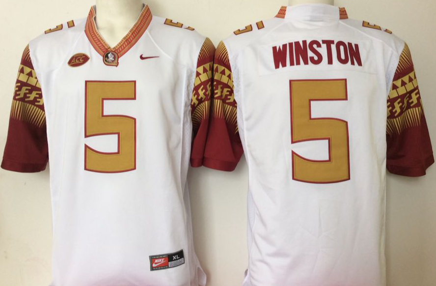 NCAA Men Florida State Seminoles White #5 winston->ncaa teams->NCAA Jersey